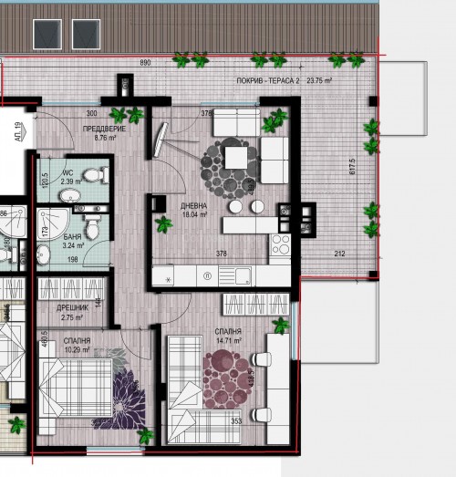 Тристаен апартамент - София, Дървеница