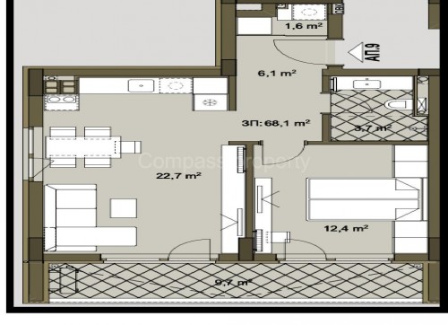 Двустаен апартамент - София, Бистрица