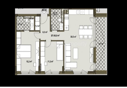 Тристаен апартамент - София, Бистрица